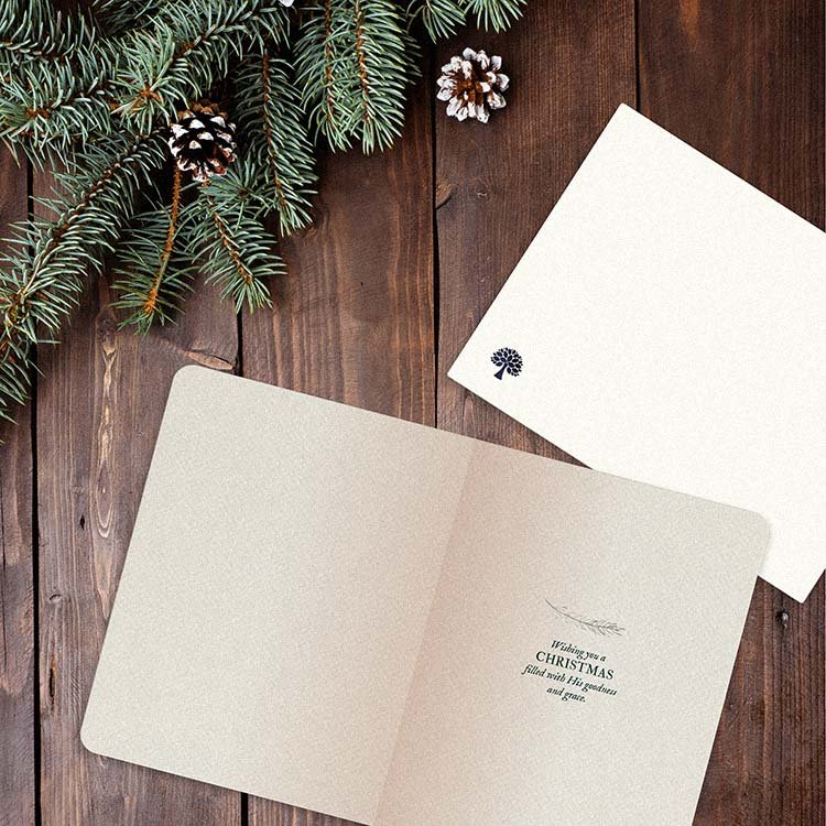 Greeting Card - Luke 2:14 Christmas Cards | Snowy Forest Design | 10 pack - Grounded in Truth Company